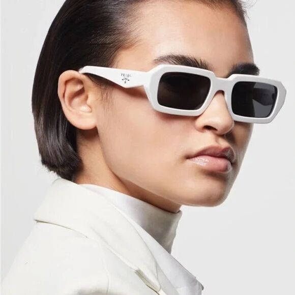 PRADA Sunglasses PR A12S 17K08Z White/Dark Grey Unisex NEW - Picture 1 of 13